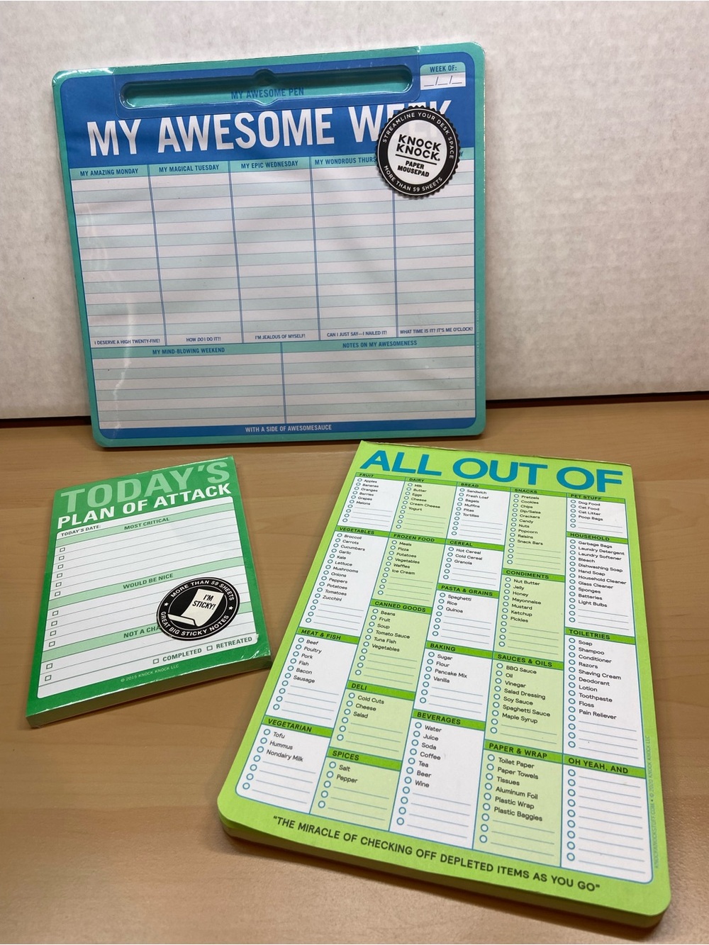 Knock Knock Green & Blue My Awesome Week Planner + Green Checklist Pads